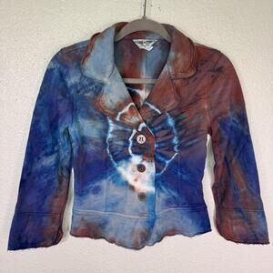 Hard Tail Forever Y2K Jacket Womens Small Tie Dye Crop Blazer Boho USA Hippie
